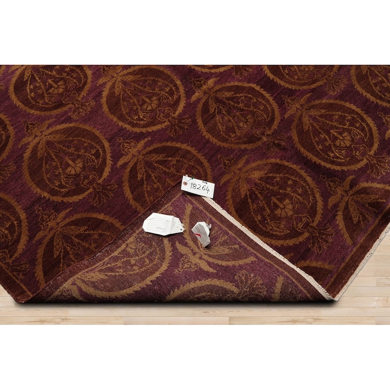 Hand Knotted Michaelian & Kohlberg Aubergine Tibetan Wool Area Rug - 6' x 8'