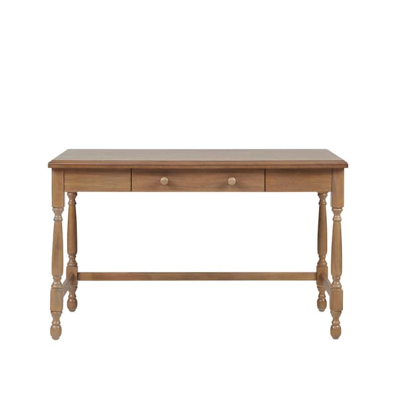 Roomfitters Solid Wood Home Office Writing Desk with Single Drawer and Elegant Turned Legs, Reclaimed Natural