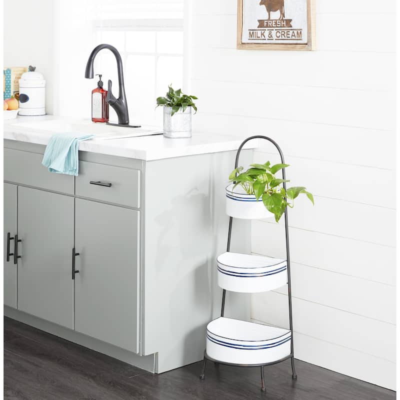Metal Shelving Unit - White - Roche River Decor - 10"W x 15"L x 39"H