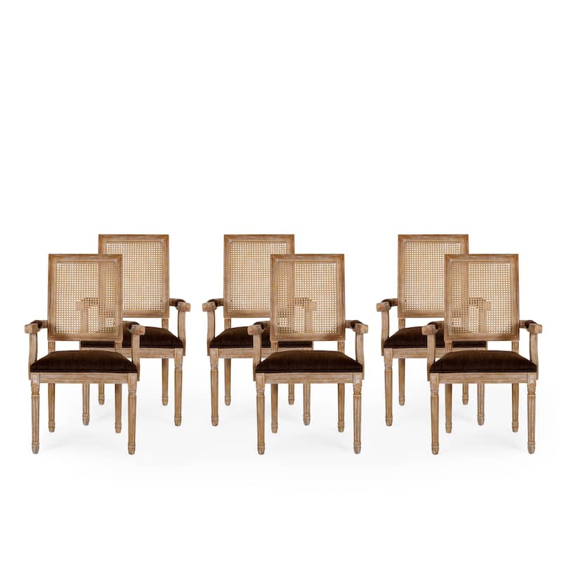 Maria Wood and Cane Upholstered Dining Chair by Christopher Knight Home - 23.75" L x 23.75" W x 39.75" H