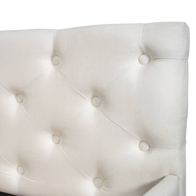 Full XL Size Upholstered Platform Bed Frame with Trundle, Elegant Tufted Button Design and Extra Sleeping Space for Bedroom