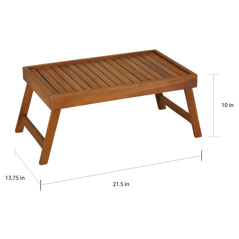 Bare Decor Coco Breakfast in Bed Solid Teak Wood Serving Tray Table/Laptop Stand