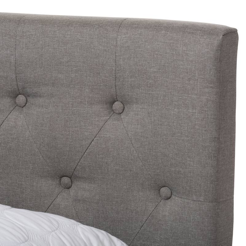 Light Grey Upholstered Bed - Modern Design Fabric Bed Frame - 47"H x 64"W x 83"D