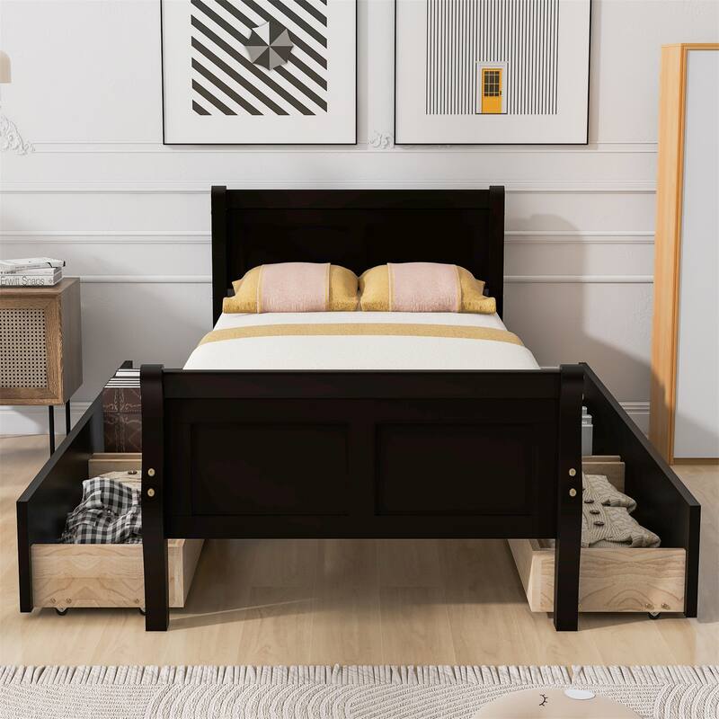 Twin Size Wood Platform Bed