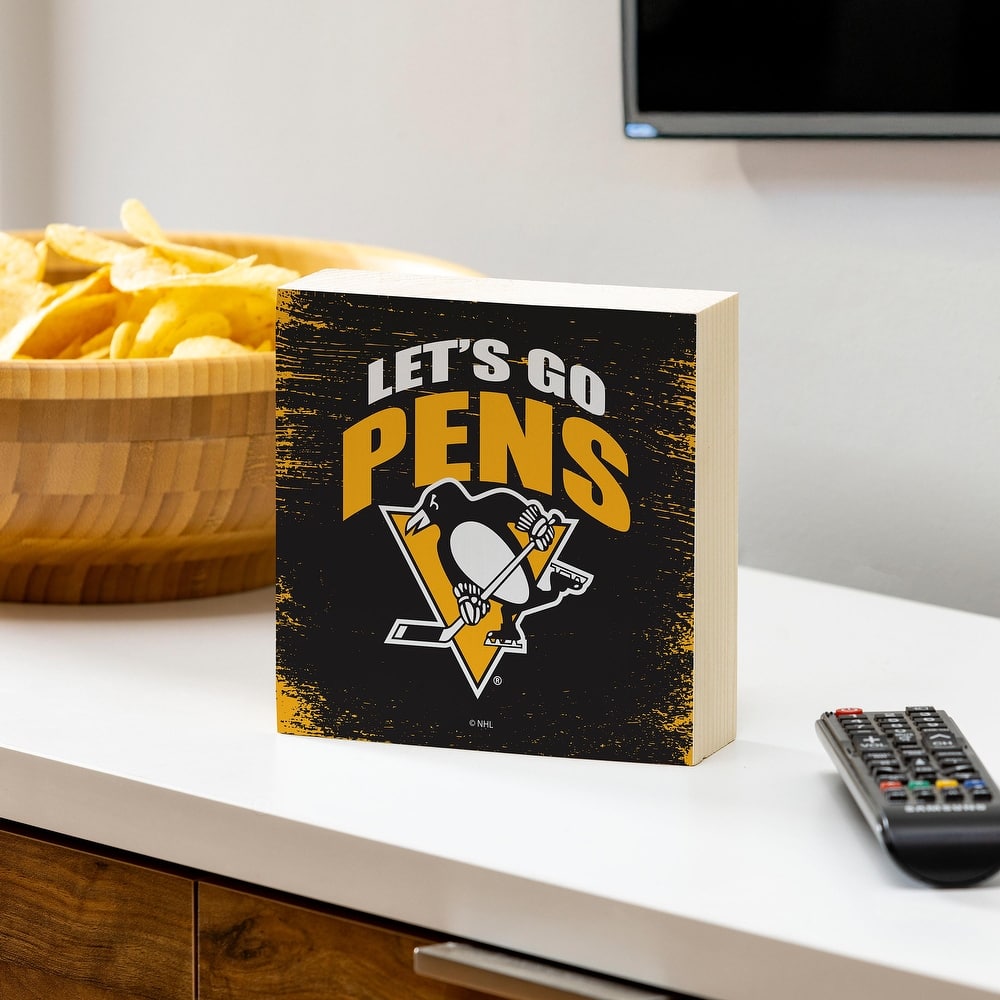 Pittsburgh Penguins Wooden Tabletop Mantel Shelf Sign