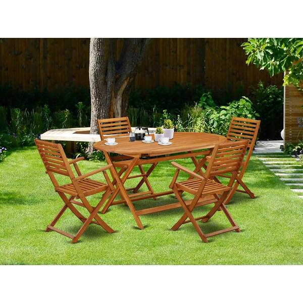 Acacia Wood Outdoor Patio Set Offers An Outdoor Table Foldable Chairs Number Of Chair Option Overstock 27600262 5 Piece Sets