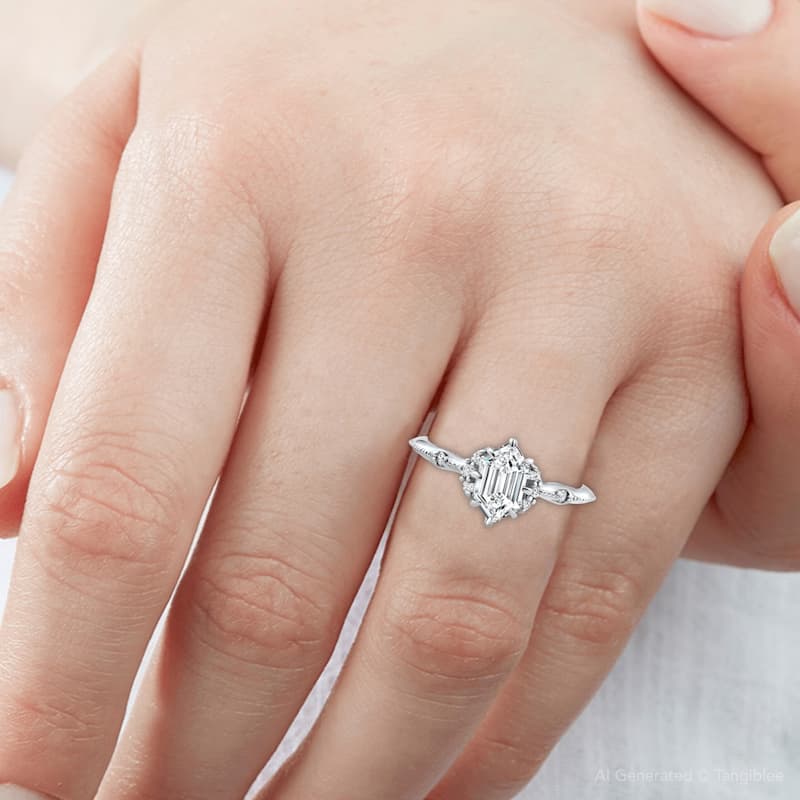 Certified 1 1/3Ct Elongated Hexagon Diamond Engagement Ring Gold Lab Grown