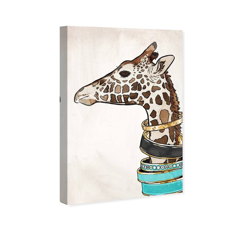 Wynwood Studio Canvas Fashion and Glam Fancy Giraffe Teal Brown and Tiffany Blue Glam Wall Art Canvas Print
