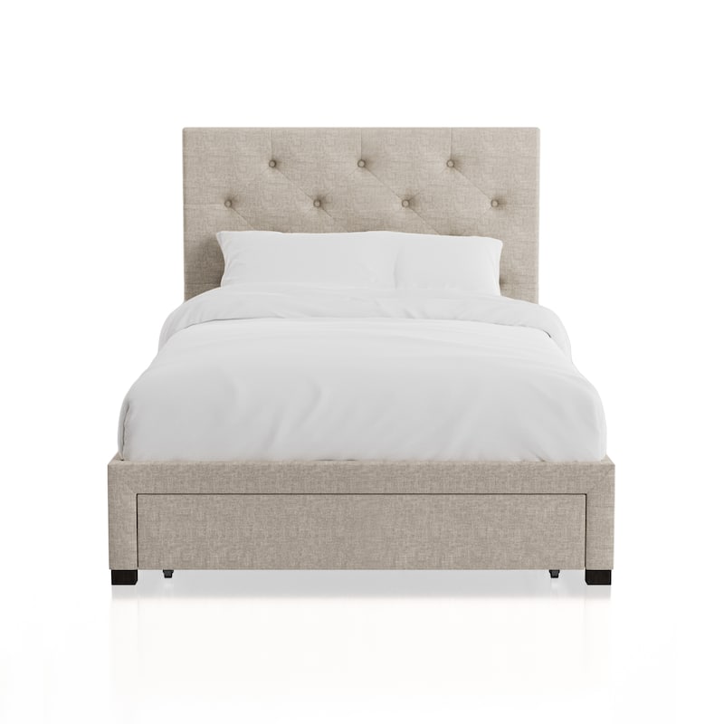 Furniture of America Malaer Modern Button Tufted 1-drawer Platform Bed