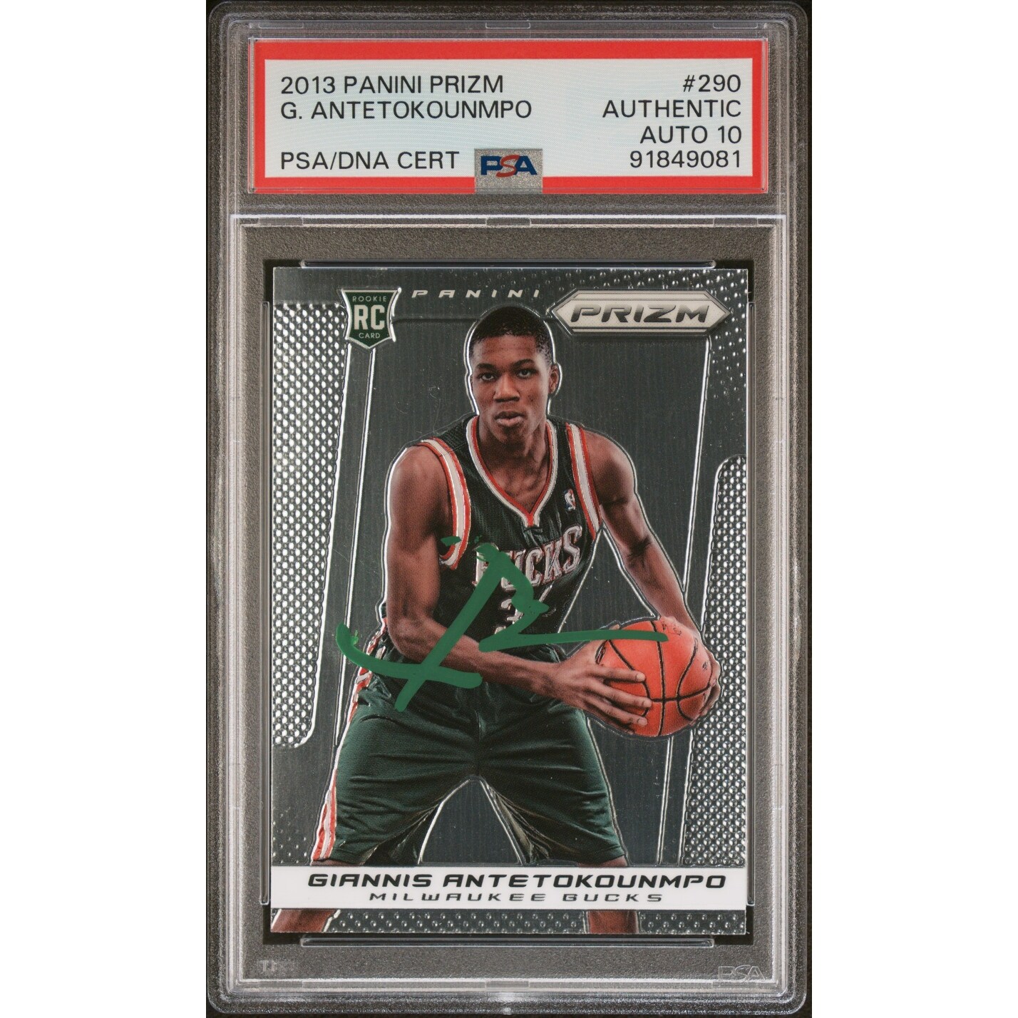 Giannis Antetokounmpo 2013 Panini Prizm Signed Rookie Card #290 