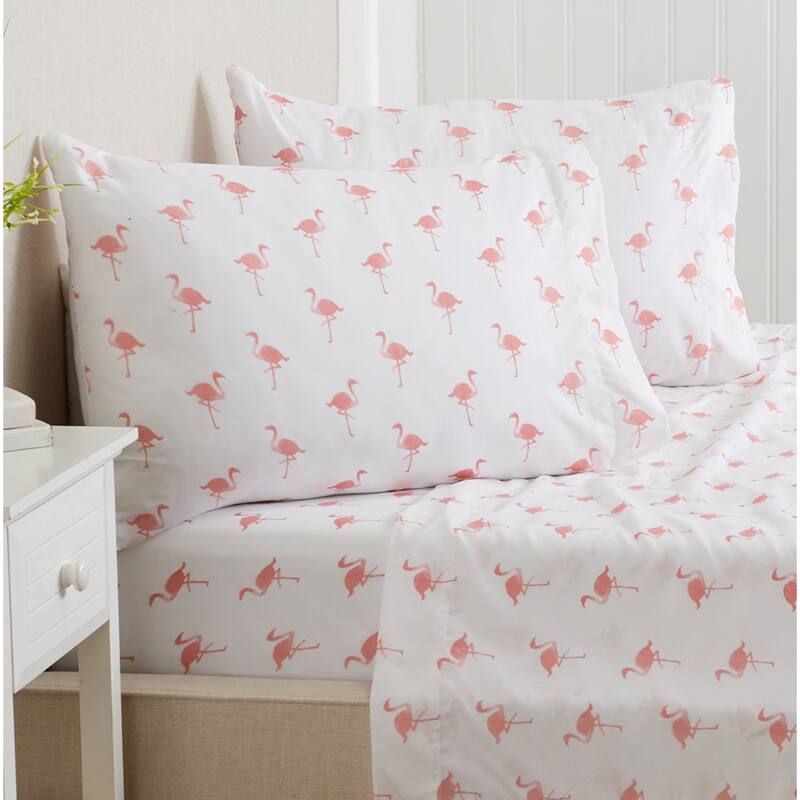 Premium Coastal Microfiber Sheet Set - Flamingo - Twin