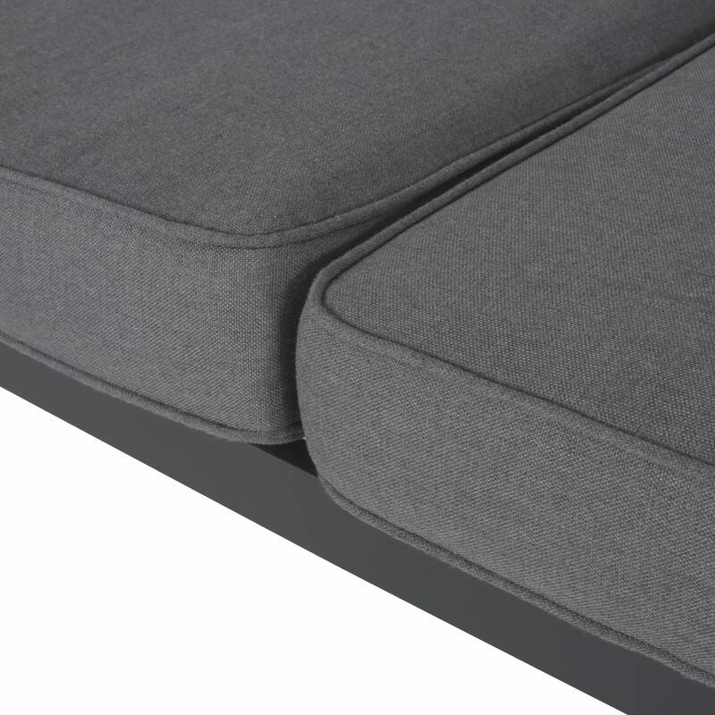 Mid-Century Modern Outdoor Sectional Sofa with Faux Wood Accents