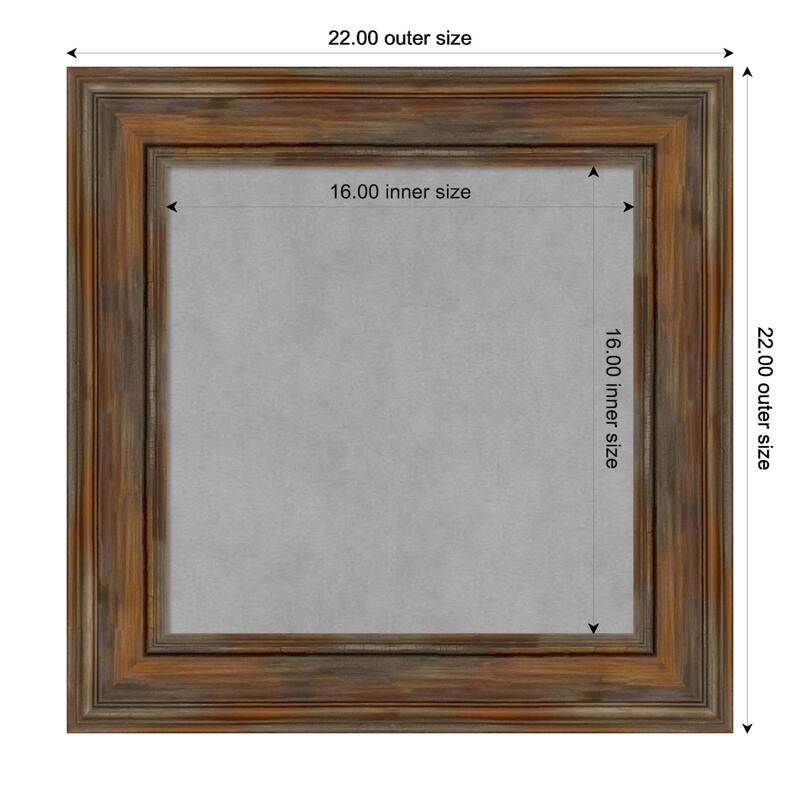 Amanti Art Alexandria Rustic Brown Framed Magnetic Board - Board Size 16x16