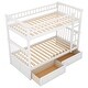 preview thumbnail 8 of 10, Twin over Twin Pine Bunk Kids Bed Frame with Guardrail & Drawers, Convertible to 2-Separate Platform Beds, Easy Assembly, White