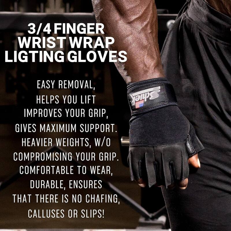 540 Unisex Platinum Lifting Gloves with Wrist Wraps, Black, Size Large