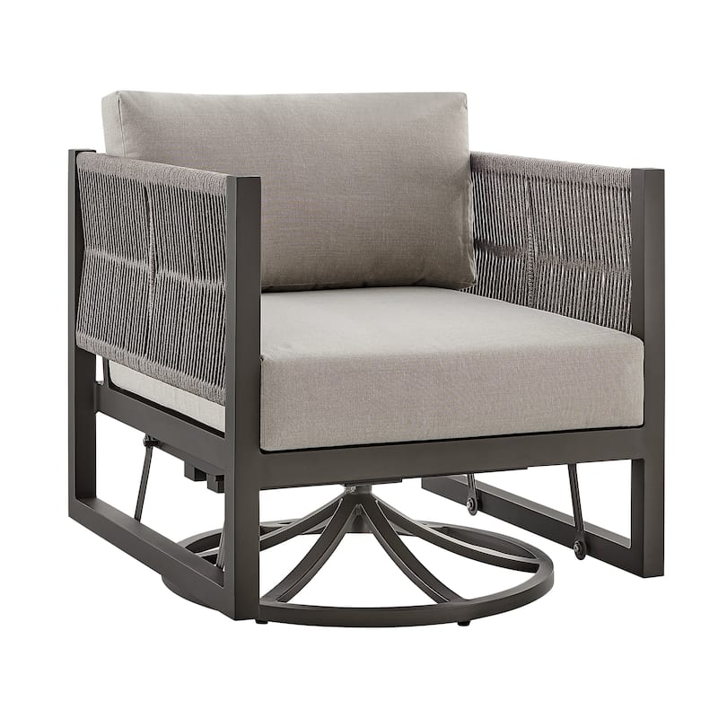 Cuffay Modern Aluminum and Rope Outdoor Patio Swivel Glider Chair