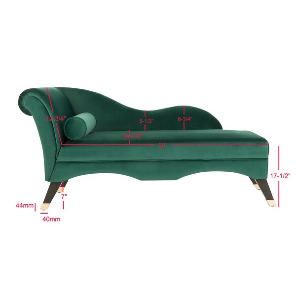 SAFAVIEH Caiden Emerald Black Chaise 63 x 27.5 x 30 On