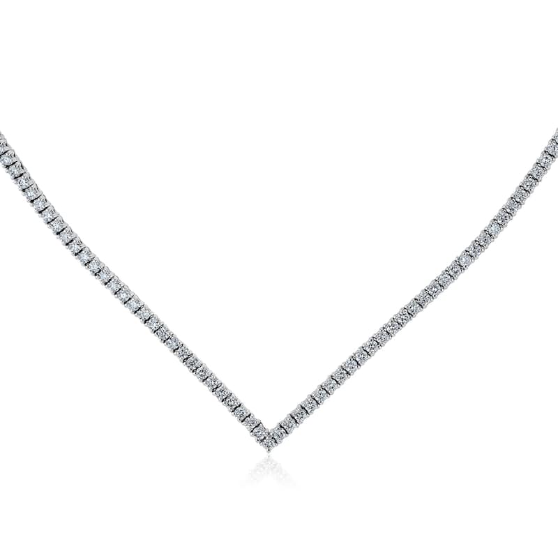 Kobelli 4.15 Carats Lab Grown Diamond 14k Solid White Gold Tennis Theia V-Necklace