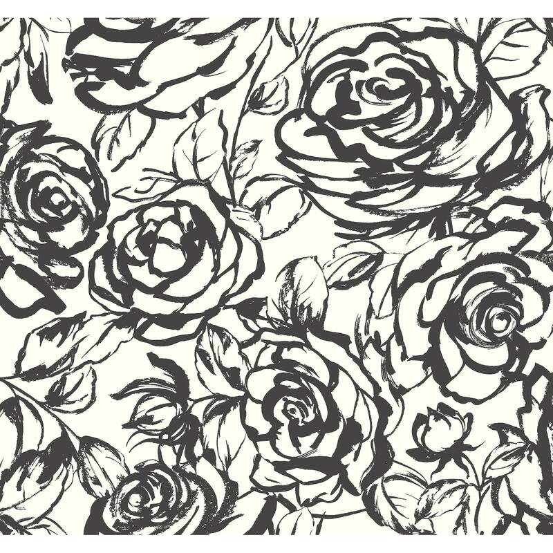 A-Street Prints Nelda Black Rose Wallpaper