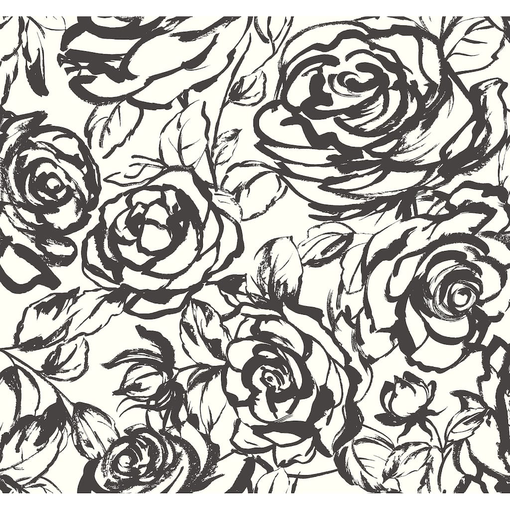 A-Street Prints Nelda Black Rose Wallpaper