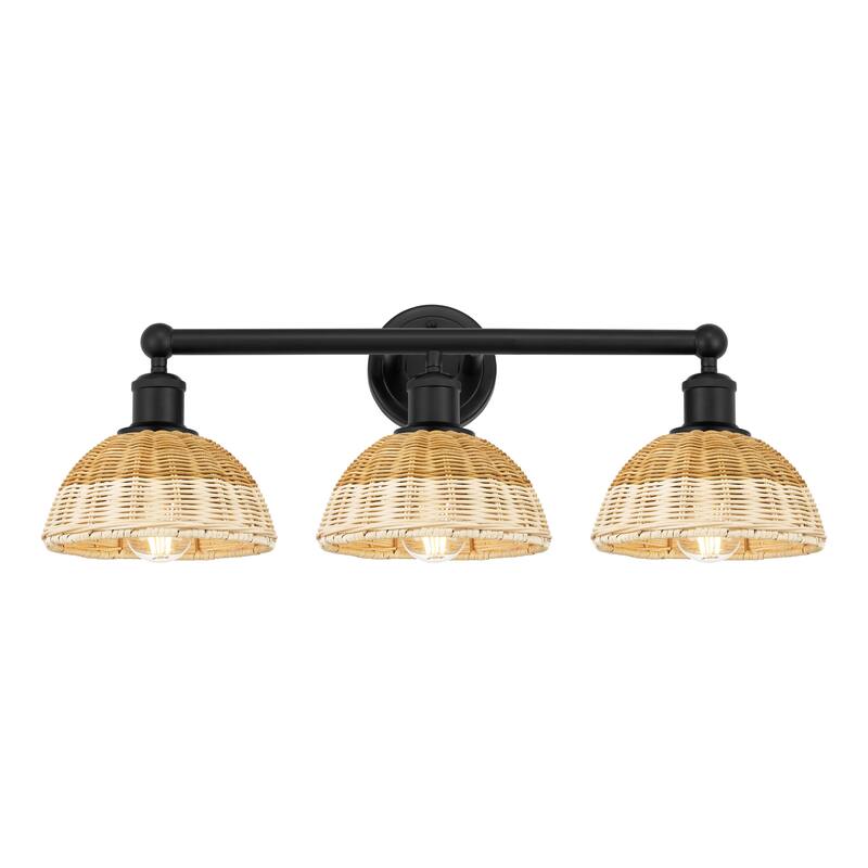 Innovations Lighting Endless Possibilities Edison - Bristol Natural II - 3 Light 26" Bath Vanity Light - Matte Black/Natural