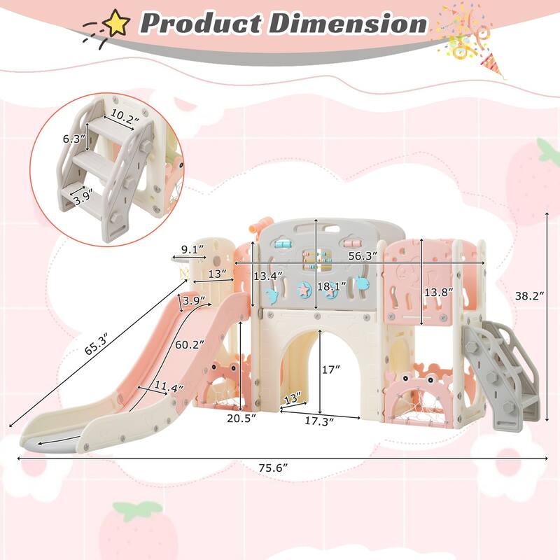For Toddler Age 1-3 with Basketball Hoop, Arch Tunnel and Telescope, Toy Storage Organizer for Toddlers, Kids Climbers
