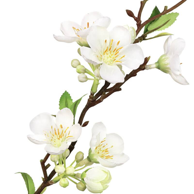 Set of 2 Cream White Artificial Peach Blossom Flower Stem Spray 33in - 33" L x 6" W x 4" DP