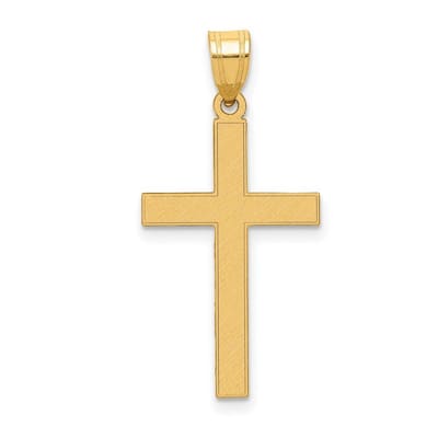 Curata 14k Yellow Gold 18" Etched Cross Necklace - 21x14mm