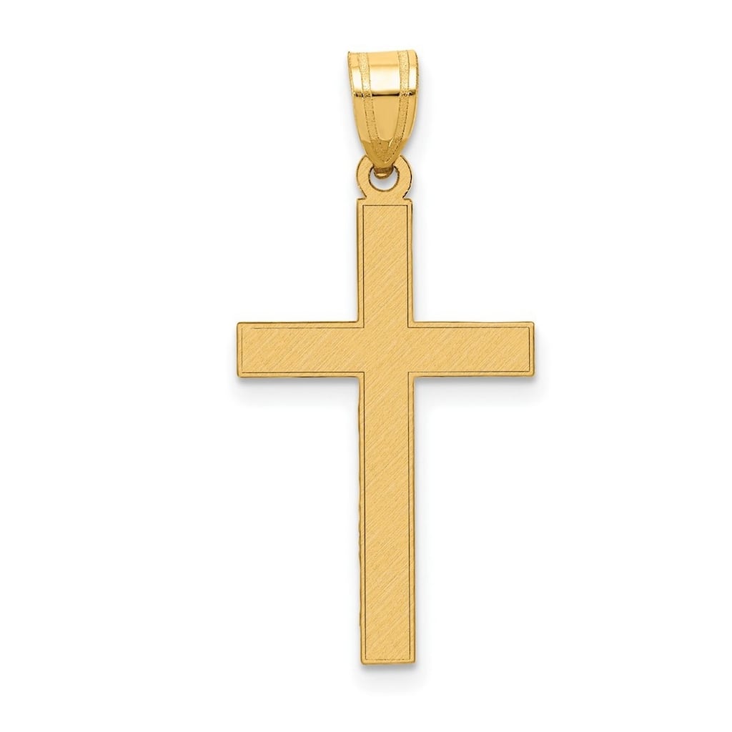 Curata 14k Yellow Gold 18" Etched Cross Necklace - 21x14mm