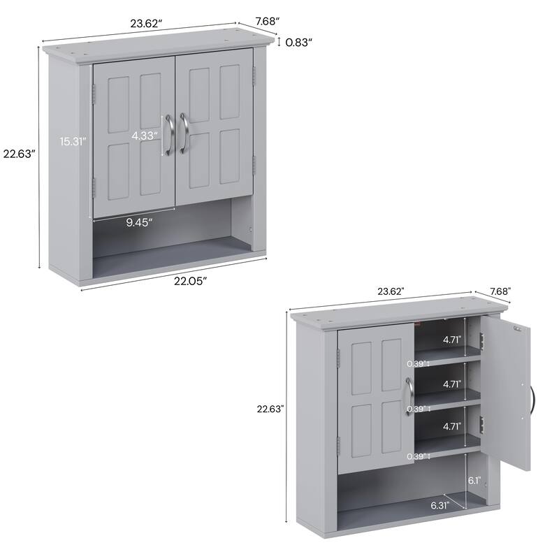 Bathroom Wall Storage Cabinet, Multi -functional Wall Mounted Cabinet with Adjustable Shelves, Medicine Cabinet