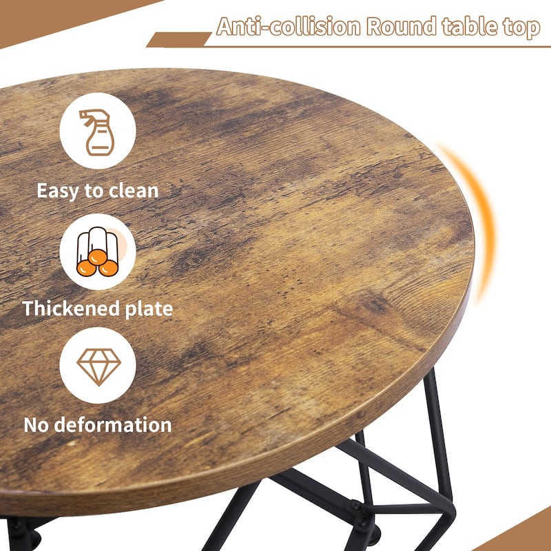 Brown Round Steel Outdoor Coffee Table Set of 2 with Wood Top On Sale Bed Bath & Beyond