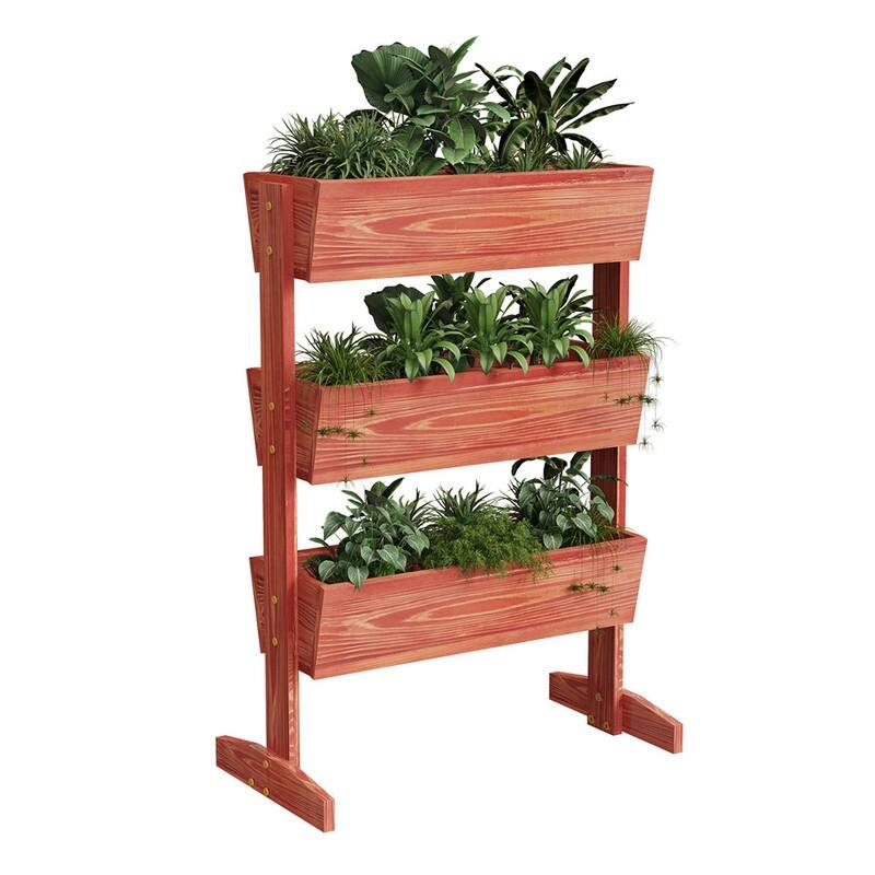 Vertical Raised Garden Bed with 3 Containers, Elevated Freestanding Herb Planter Box Growing Vegetable, Strawberry, Flower