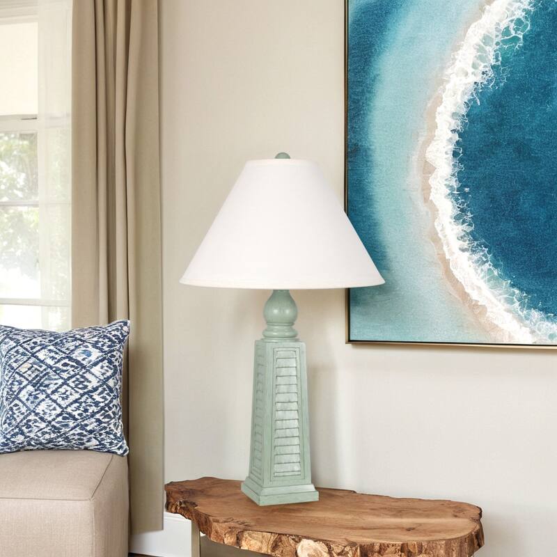 29" Shutter Table Lamp with Shade, Light Blue (Set of 2)