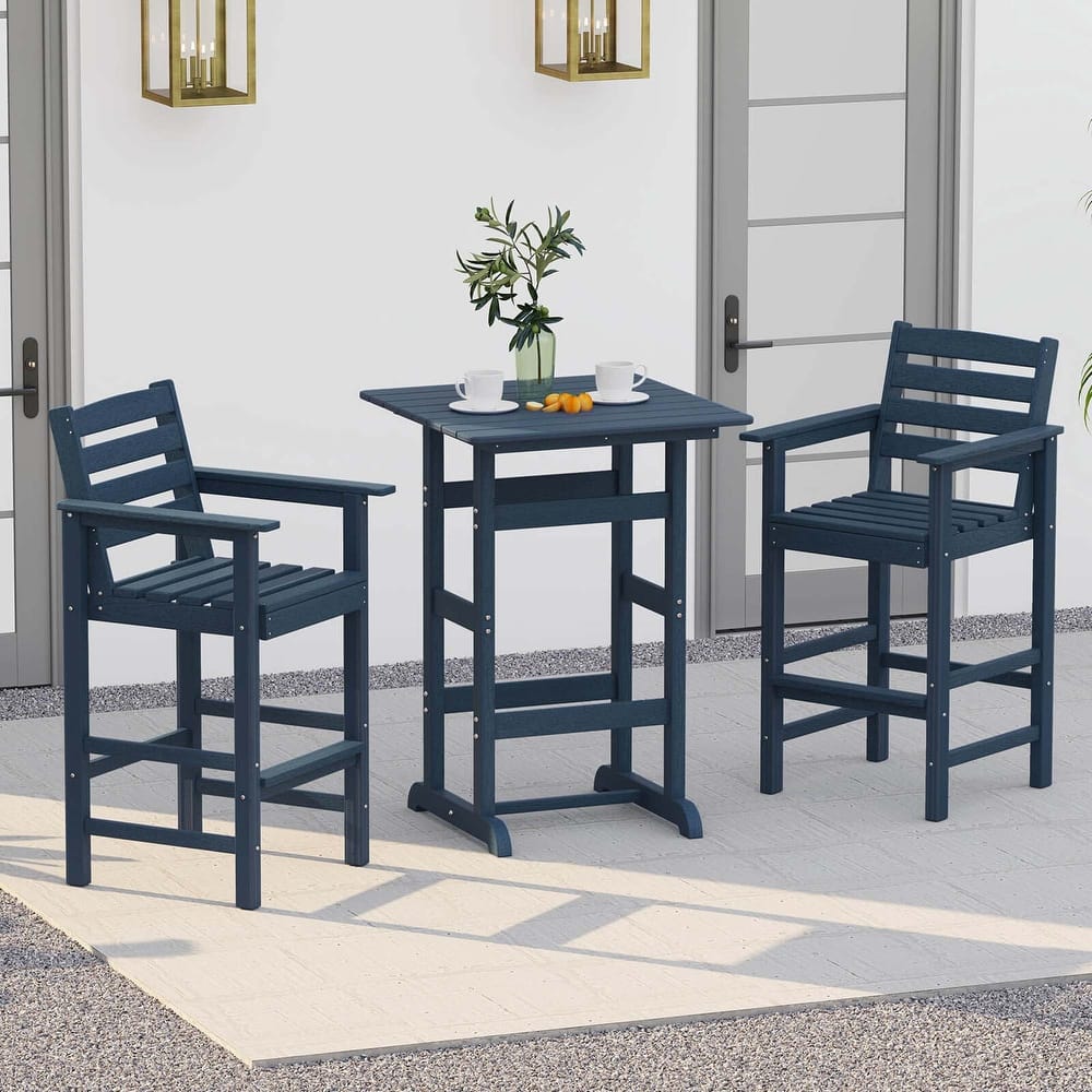 Costway 3-Piece Patio HDPE Bar Set Armchairs with Square High-Top - See Details