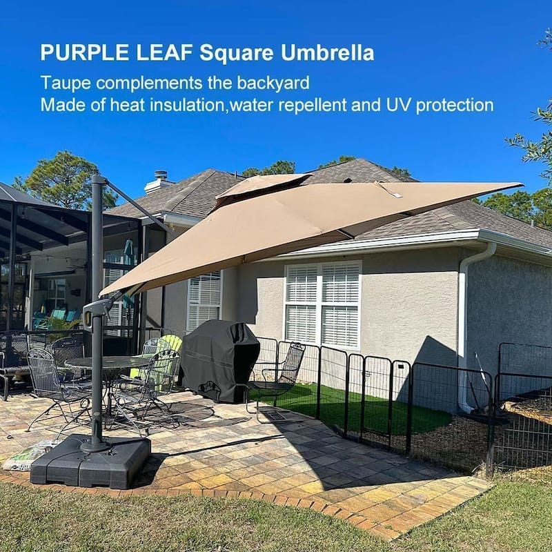 PURPLE LEAF Patio Cantilever Umbrella with 360 Degree Rotation UV Protection