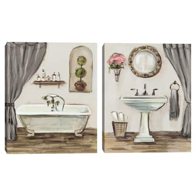 Tuscan Bath I Greige, Tuscan Bath IV Greige by Silvia Vassileva Canvas Art Prints