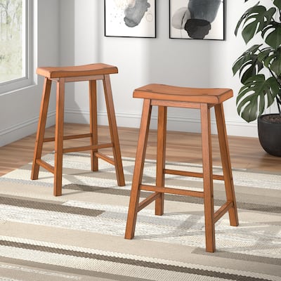 Cadiz Saddle Seat 29" Bar Height Backless Stools (Set of 2)