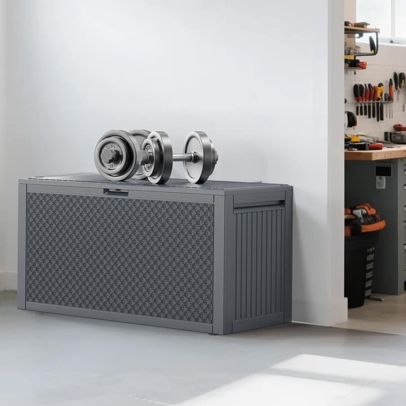90 Gallons Lockable Deck Box Outdoor Indoor Storage
