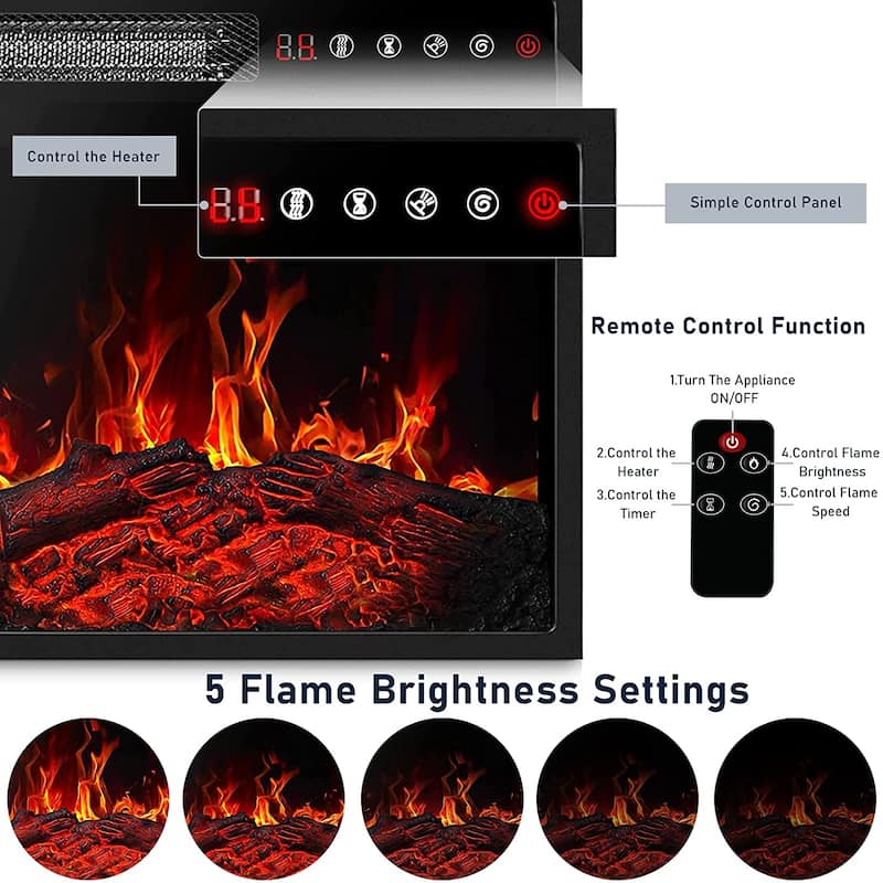 BOSSIN 43" Electric Fireplace with Mantel, 23 inch Electric Fireplace Insert,Freestanding TV Stand with Fireplace Wooden Firebox