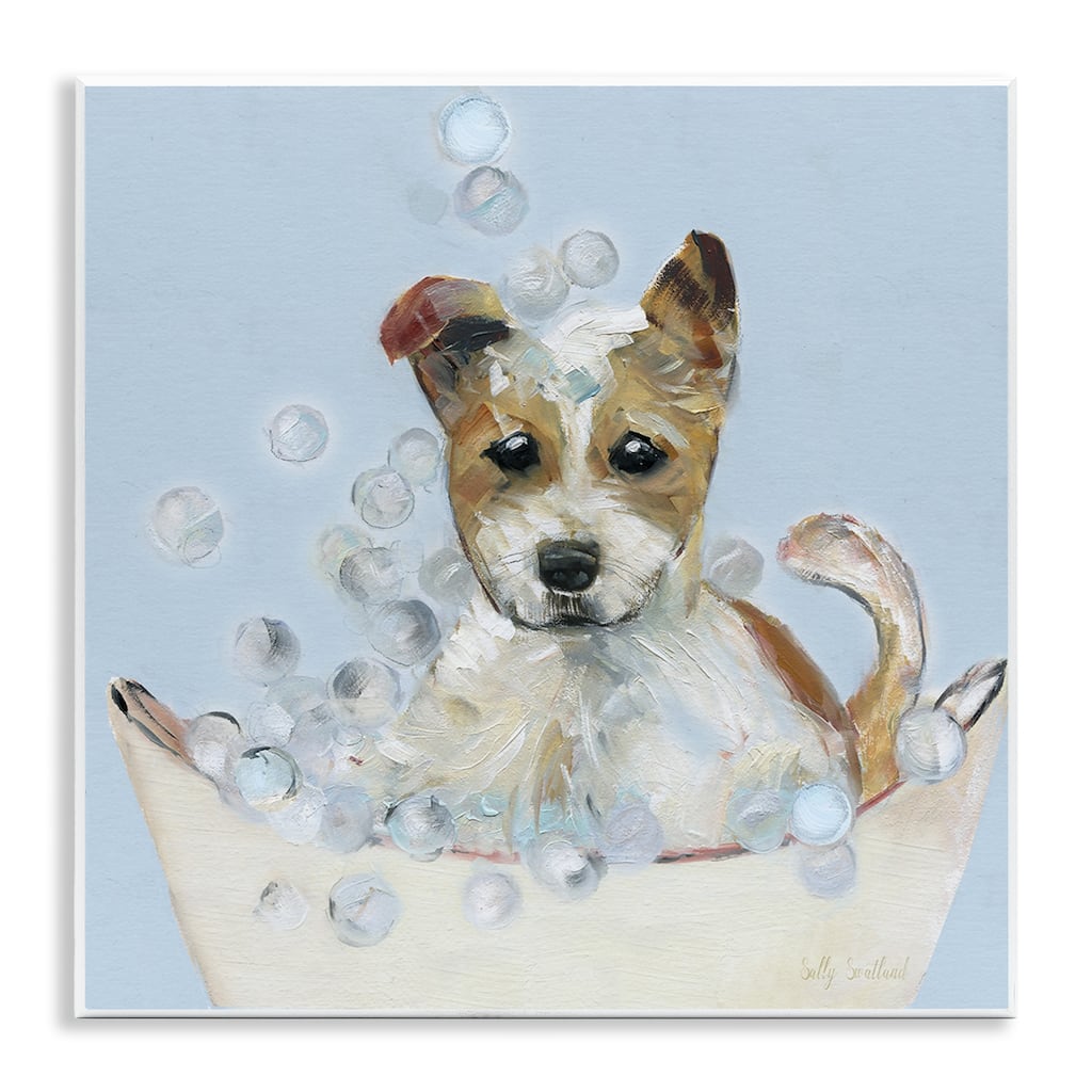 Stupell Fun Bubbles Puppy Bath Wall Plaque Art Design By Sally Swatland