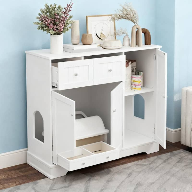 Cat Litter Box Enclosure with Drawers