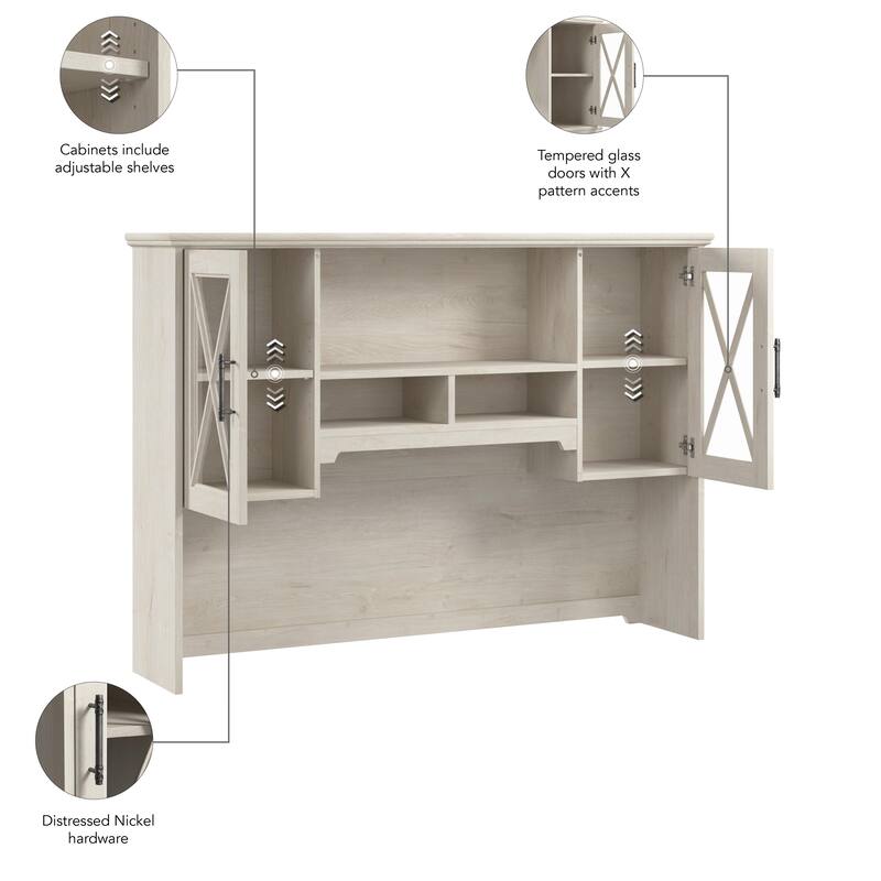 Lennox 60W Farmhouse Hutch for Desk and Buffet by Bush Furniture