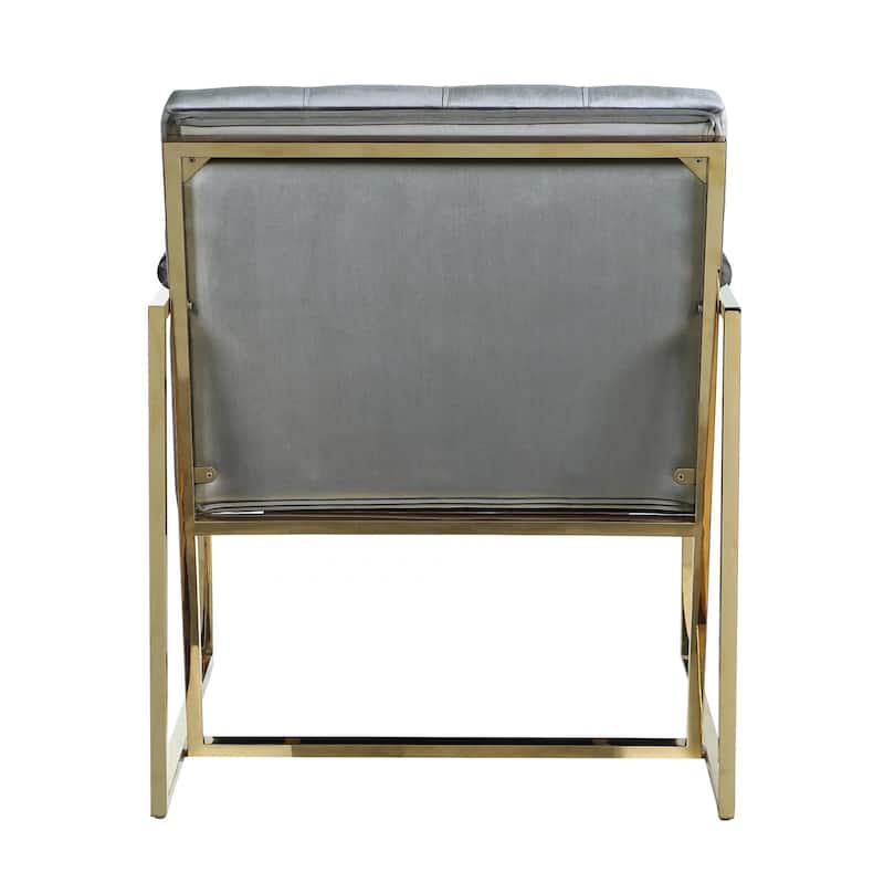 Morden Fort Accent Chair, Modern Armchair with Golden Metal Frame