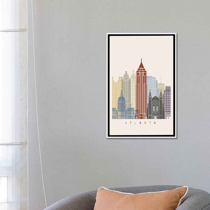 iCanvas "Atlanta Skyline Poster" by Paul Rommer Framed Canvas Print