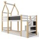 preview thumbnail 16 of 18, Twin over Twin Bunk Bed with White Storage Staircase and Blackboard A