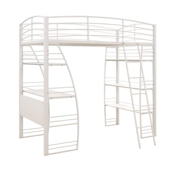 slide 17 of 20, Avenue Greene Sansa Twin Loft Bed with Integrated Desk and Shelves White