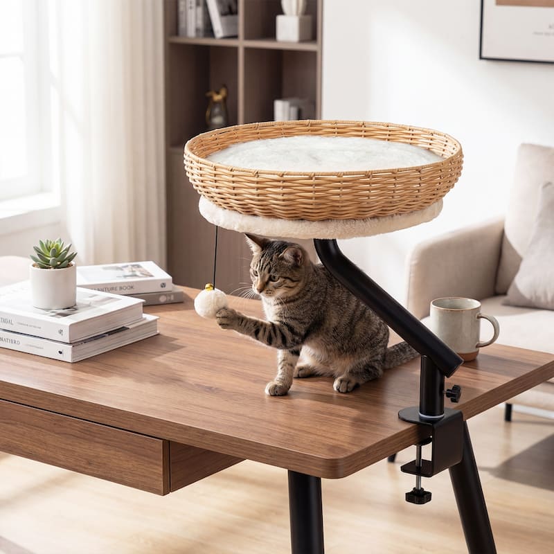 Gymax Cat Desk Bed for Indoor Cats w/Removable Padded Cushion Hanging