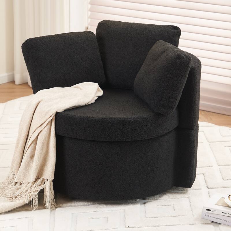 Modern Swivel Storage Chair With Back Cushion For Living Room