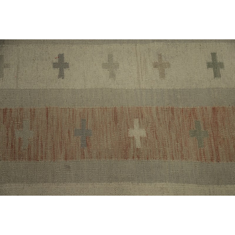 Hand Woven Oriental 100% Wool Carpet Southwestern Tribal Beige & Ivories Kilim Area Rug - 11' 4'' X 8' 4''