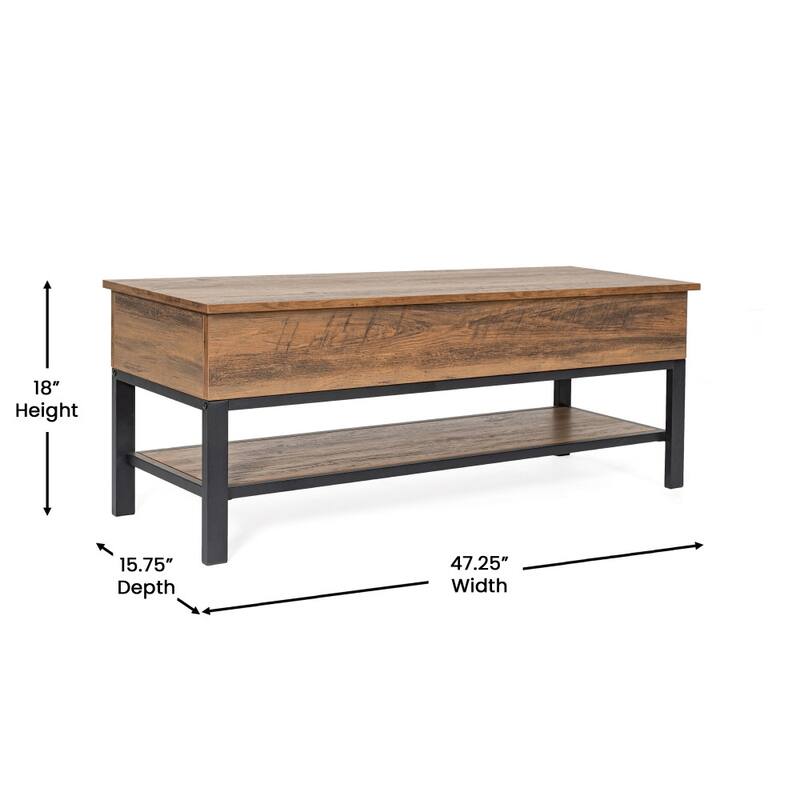Farmhouse Entryway Bench with Hinged Lift Top and Storage